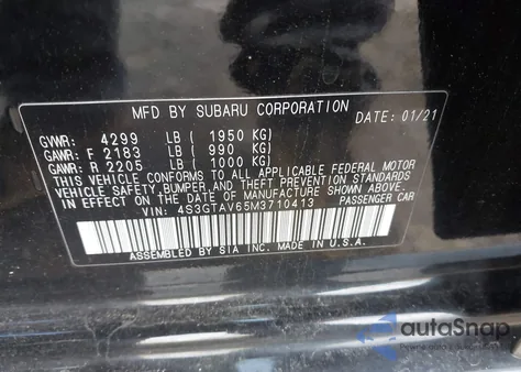 2021 Subaru Impreza Premium 5-Door из США, поврежденный, VIN 4S3GTAV65M3710413